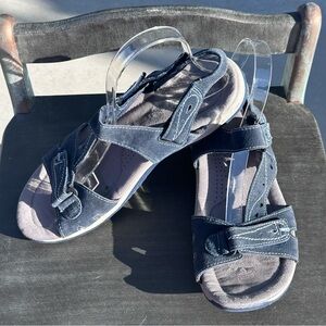EARTH ORIGINS Sophie Women’s Blue Suede Hiking Sandals Hook & Loop Comfort 10
